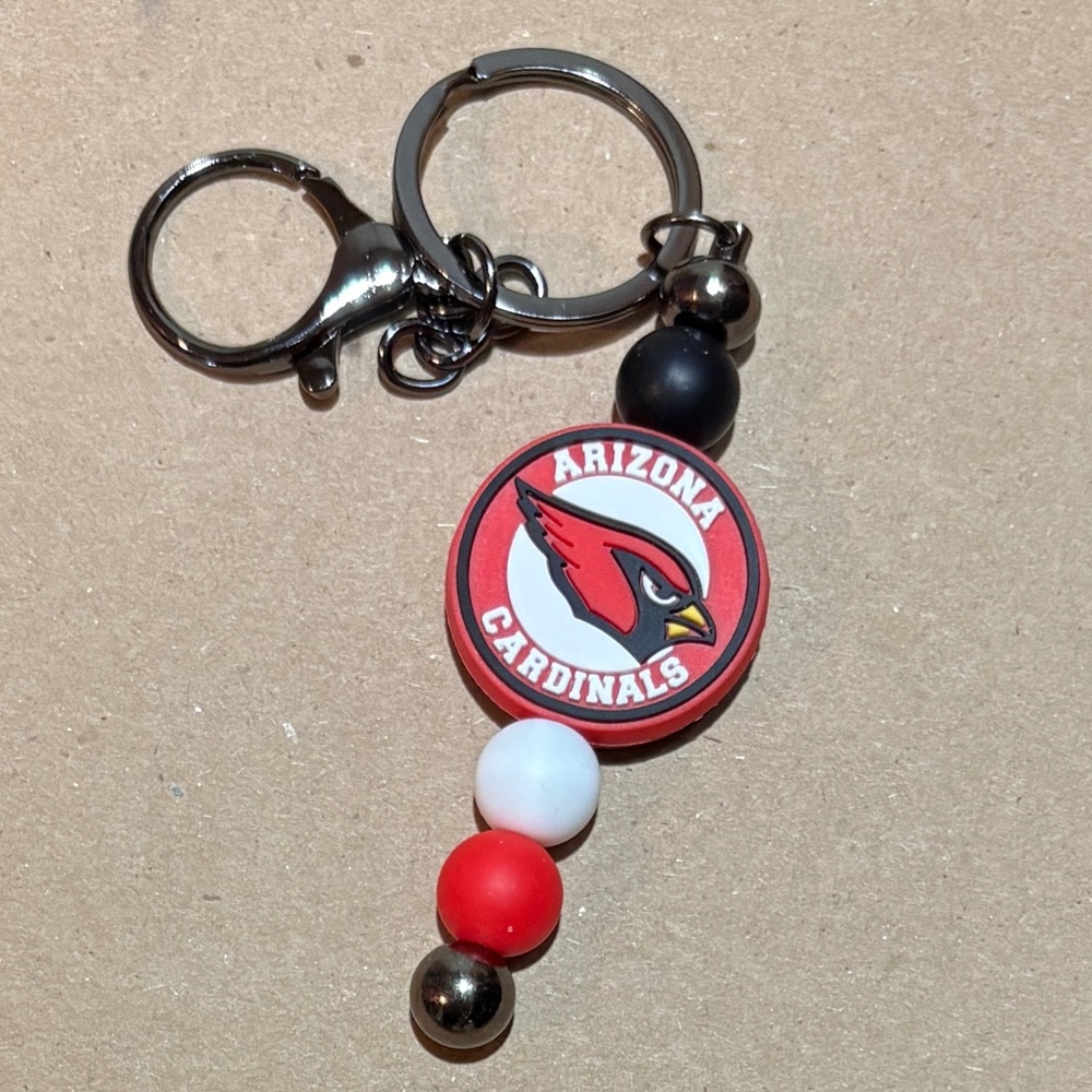 Silicone Bead Keychain - Arizona Cardinals